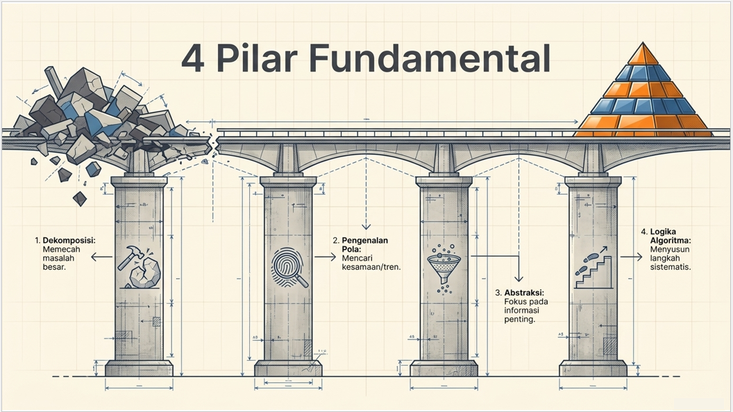 Ilustrasi 4 Pilar Berpikir Komputasional